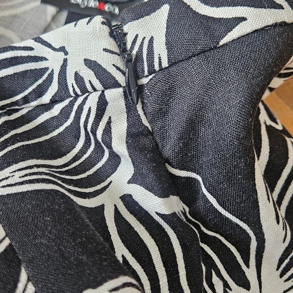 Style & Co Linen A-Line Skirt 16 Black White Floral Print Midi Boho Classic - Picture 6 of 8